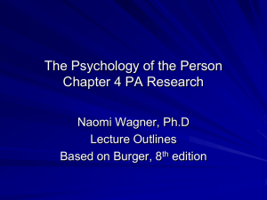 The Psychology of the Person Chapter 4 PA Research Naomi Wagner, Ph.D
