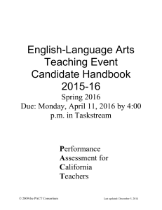 English-Language Arts Teaching Event Candidate Handbook