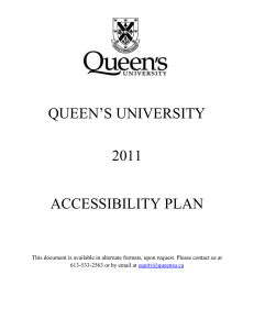 QUEEN’S UNIVERSITY 2011  ACCESSIBILITY PLAN