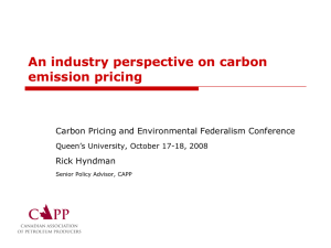 An industry perspective on carbon emission pricing Rick Hyndman