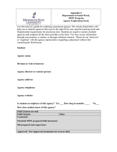 Use this form as a guide for exploring a practicum... help you to identify agencies that may be the right... Appendix 6