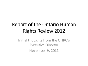 Report of the Ontario Human Rights Review 2012 Executive Director