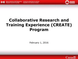 Collaborative Research and Training Experience (CREATE) Program February 1, 2016