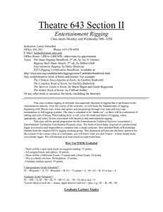 Theatre 643 Section II Entertainment Rigging  Class meets Monday and Wednesday 900--1050