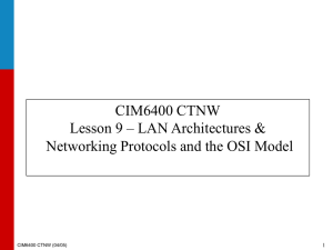 CIM6400 CTNW Lesson 9 – LAN Architectures &amp; 1