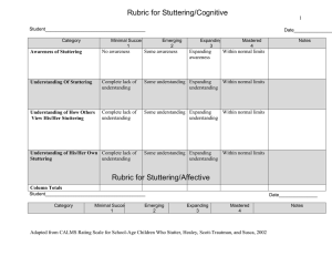 Rubric for Stuttering/Cognitive  1