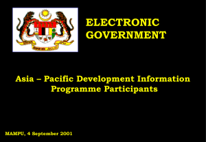 ELECTRONIC GOVERNMENT Asia – Pacific Development Information Programme Participants