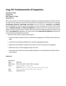 Ling 501 Fundamentals of Linguistics