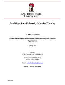 San Diego State University School of Nursing NURS 622 Syllabus