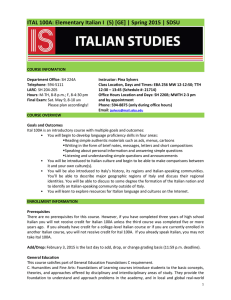 ITAL 100A: Elementary Italian I  (5) [GE] | Spring...