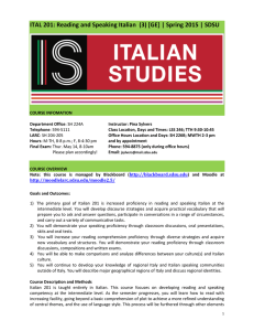 ITAL 201: Reading and Speaking Italian  (3) [GE] |...