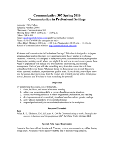 Communication 307 Spring 2016 Communication in Professional Settings