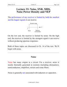 Lecture 33: Noise, SNR, MDS, Noise Power Density and NEP