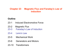 Chapter 23 Magnetic Flux and Faraday`s Law of induction Outline 23
