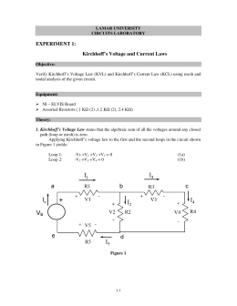 kirchhoff voltage current law experiment laws node kvl kcl laboratory i1 studylib circuits