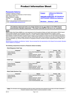 Lithium Ion Product Information Sheet
