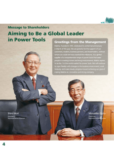 Aiming to Be a Global Leader in Power Tools