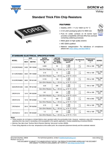 D/CRCW e3 Standard Thick Film Chip Resistors