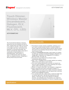 Touch Dimmer, Wireless Master (Incandescent, Halogen, ELV