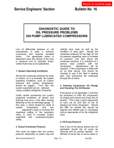 Diagnostic guide to oil pressure problems on pump lubricated