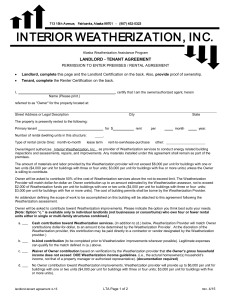 Landlord Tenant Agreement - Interior Weatherization, Inc.