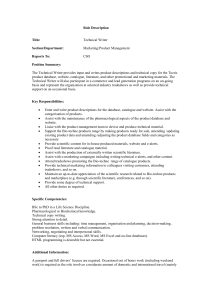Role Description Title: Technical Writer Section/Department