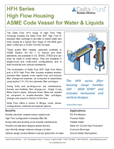 HFH Series High Flow Housing ASME Code Vessel for