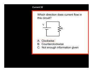 Which direction does current flow in this circuit? A: Clockwise B