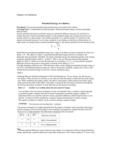 Chapter 21 Solutions Potential Energy of a Battery
