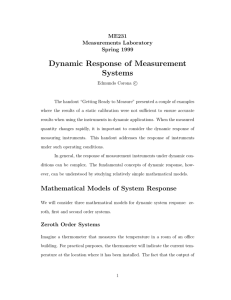 Dynamic Response of Measurement Systems