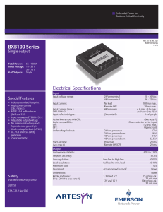 BXB100 Series Electrical Specifications
