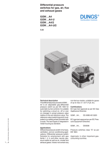 Differential pressure switches for gas, air, flue and exhaust gases