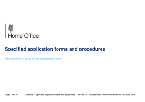Specified application forms and procedures