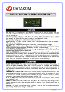 DKG-101 AUTOMATIC MAINS FAILURE UNIT 1.INPUTS 2.OUTPUTS