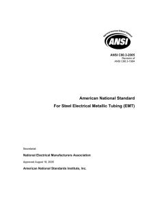 American National Standard For Steel Electrical Metallic Tubing (EMT)