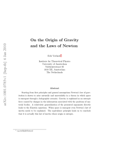 On the Origin of Gravity and the Laws of Newton