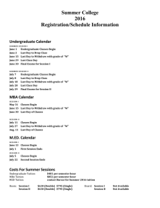 Summer 2016 Schedule Information