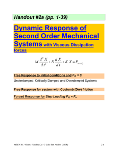 Dynamic Response of Second Order Mechanical