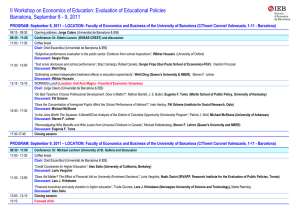 Evaluation of Educational Policies Barcelona, September 8 - 9