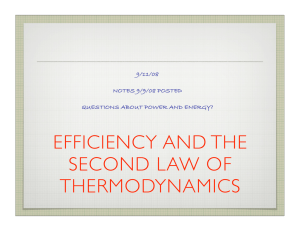 EFFICIENCY AND THE SECOND LAW OF THERMODYNAMICS