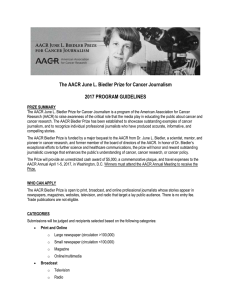 The AACR June L. Biedler Prize for Cancer Journalism 2017