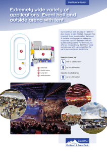 Extremely wide variety of applications: Event hall and outside arena