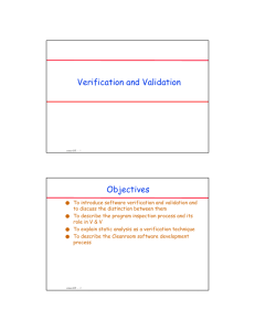 Verification and Validation Objectives