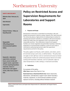 Policy on Restricted Access and Supervision Requirements for