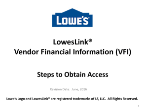 LowesLink® Vendor Financial Information (VFI)