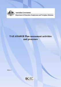 TAEASS401B Plan assessment activities and