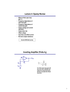 Lecture 4: Opamp Review Inverting Amplifier (Finite A )