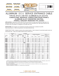 ALUMINUM S E U SERVICE ENTRANCE CABLE