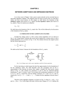 CHAPTER 3 NETWORK ADMITTANCE AND IMPEDANCE MATRICES