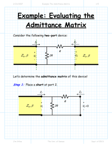 Example: Evaluating the Admittance Matrix